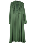 ASOS Green High Neck Ruffle Maxi Dress With Lace Inserts UK 18