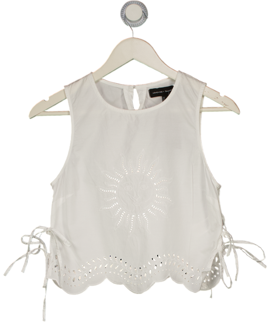 NOBODY'S CHILD X Elizabeth Scarlett Sintra Sun Cotton Cutwork Top, White UK 8
