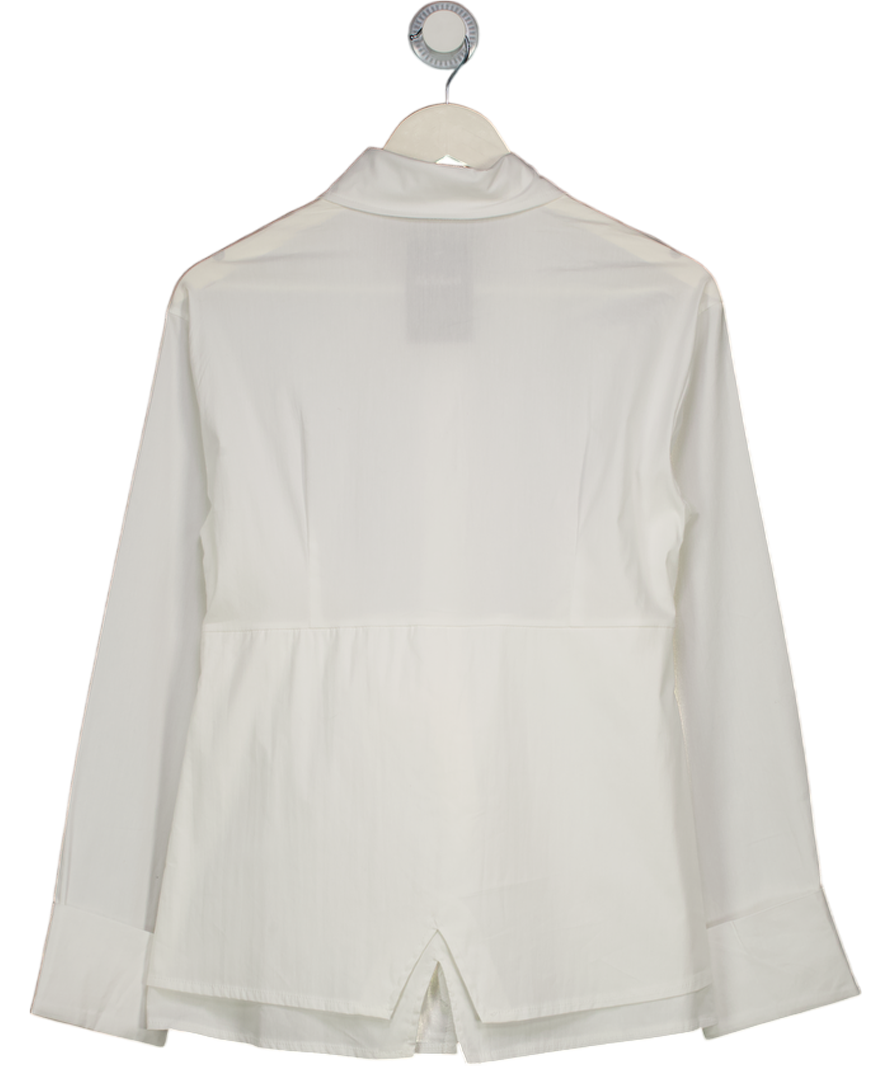White Cotton Poplin Side Tie Shirt UK M