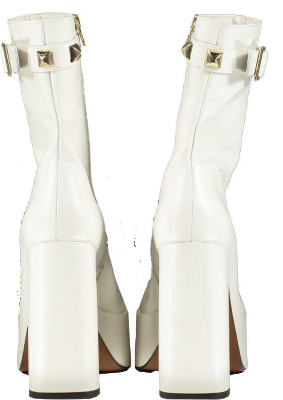 Karen Millen Cream Leather Studded Trim Platform Boot UK 5 EU 38 👠