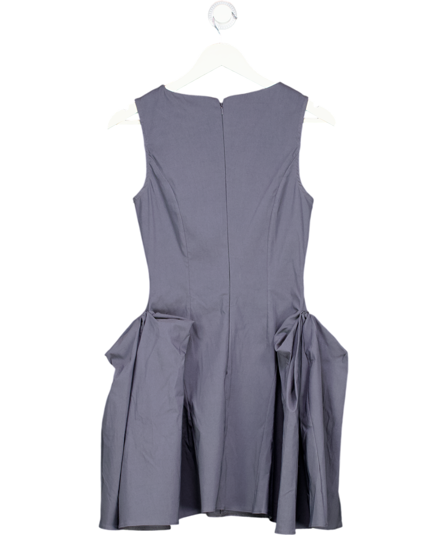 ASOS Grey Bengaline High Neck Pleated Hip Detail Mini Dress UK 8