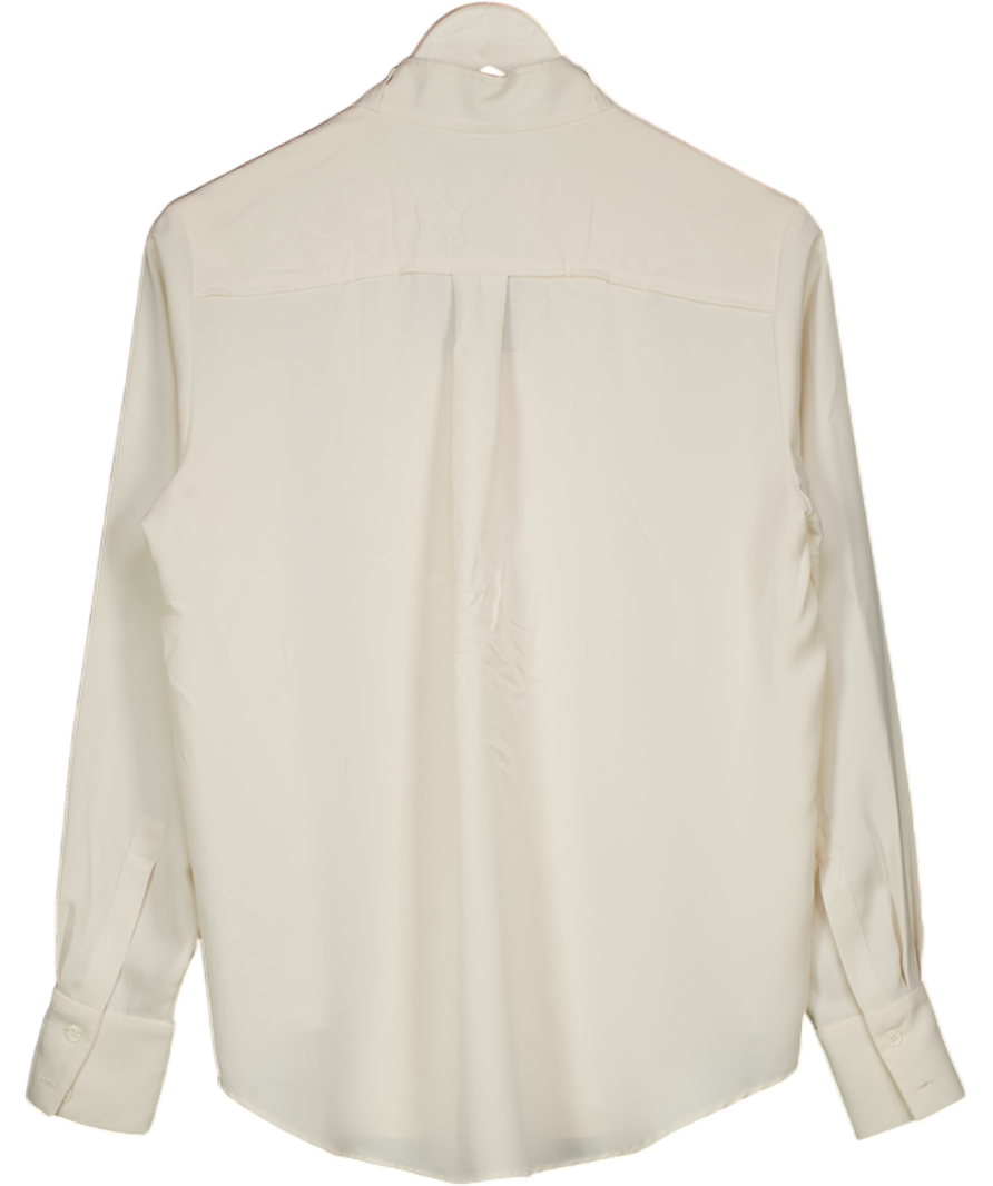 REISS Cream Silky Mandarin Collar Blouse UK 8