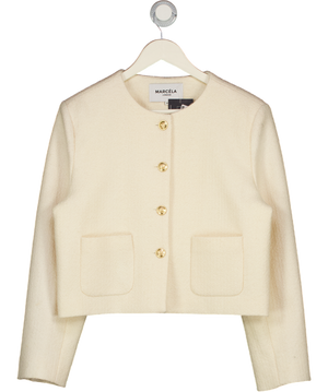 MARCELA LONDON Cream Ida Wool Tweed Jacket Ivory UK M