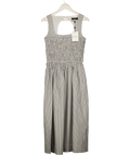 WHISTLES White & Grey Striped Seersucker Ruched Bodice Dress UK 12