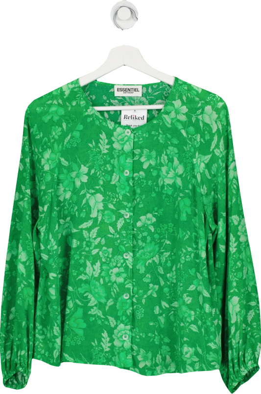 Essentiel Antwerp Green Flower Print Shirt UK 8