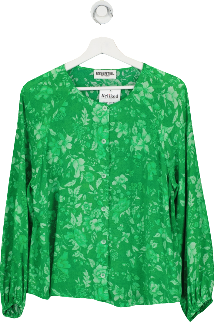 Essentiel Antwerp Green Flower Print Shirt UK 8