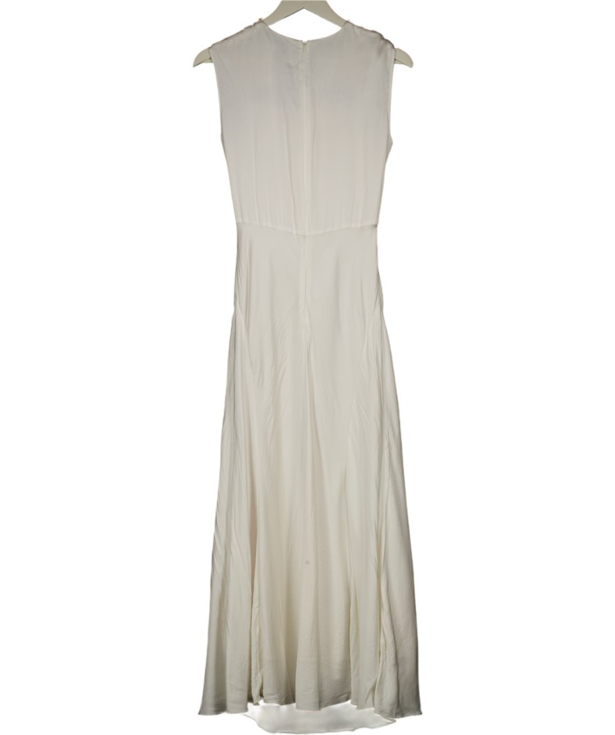 Sandro White Rhinestone-embellished Cut-out Satin Maxi Dress UK M