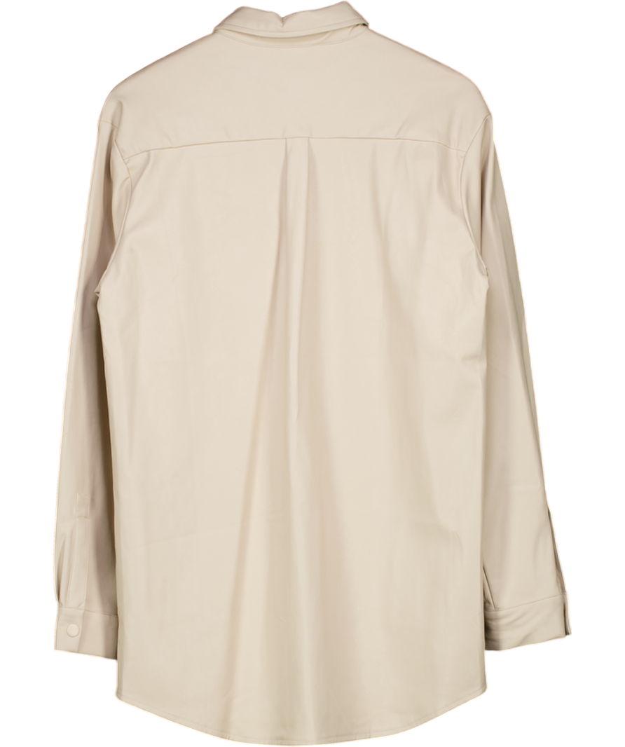 SUNDAR BAY X Ces Cream Faux Leather Shirt Jacket UK 10