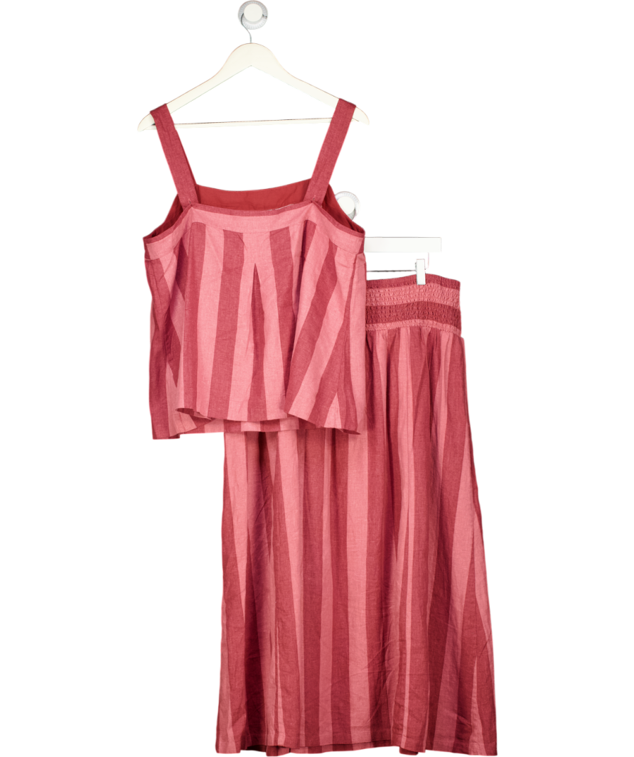 FATFACE 2-piece Kit Rust Red / Pink Linen Blend Midi Skirt (uk 14) And Cami Top (uk 16) Set UK L/XL