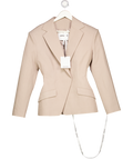ARRANGE Tailored Cinched Waist Blazer In Taupe Beige UK 10