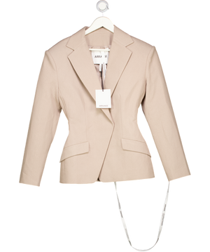 ARRANGE Tailored Cinched Waist Blazer In Taupe Beige UK 10