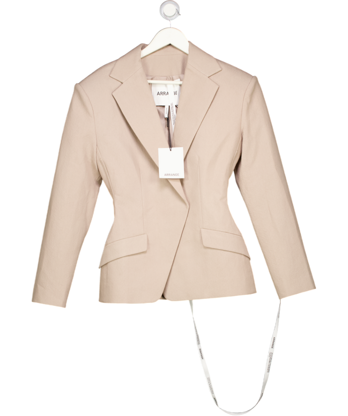 ARRANGE Tailored Cinched Waist Blazer In Taupe Beige UK 10