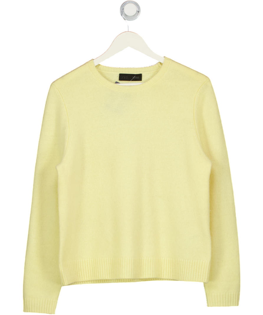 ZARA Butter Yellow 100% Wool Long Sleeve Jumper UK XL