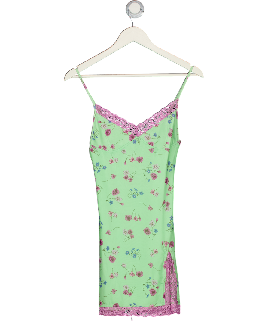 MOTEL Green Floral Slip Dress UK XS