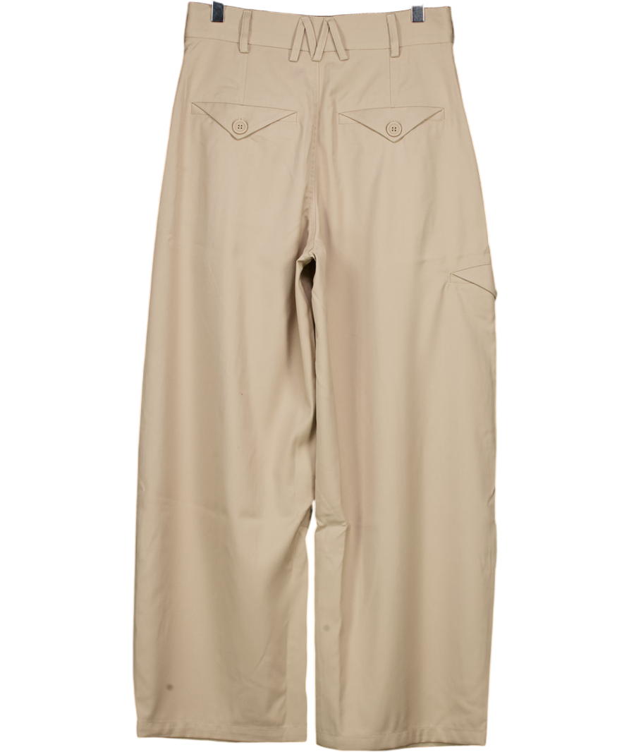 EME STUDIOS Beige Borca Stone Tailored Trousers UK 8