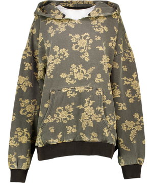 FREE PEOPLE We The Free Black Wash 'It's A Vibe' Printed Hoodie UK L