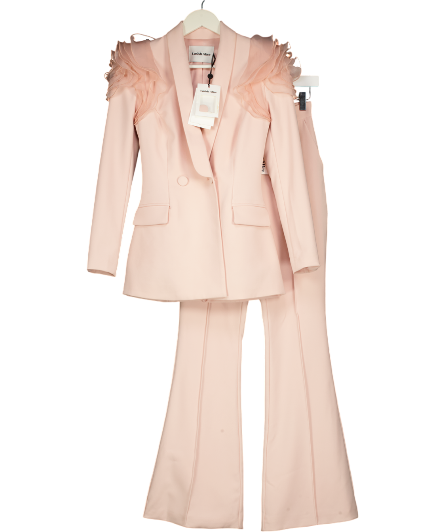 Lavish Alice 2-piece Organza Rose Sleeve & Button Blazer And Trousers In Light Pink UK 6