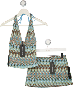 WHITE FOX Blue 2-piece Rebel Hour Top And Mini Skirt Set UK XS