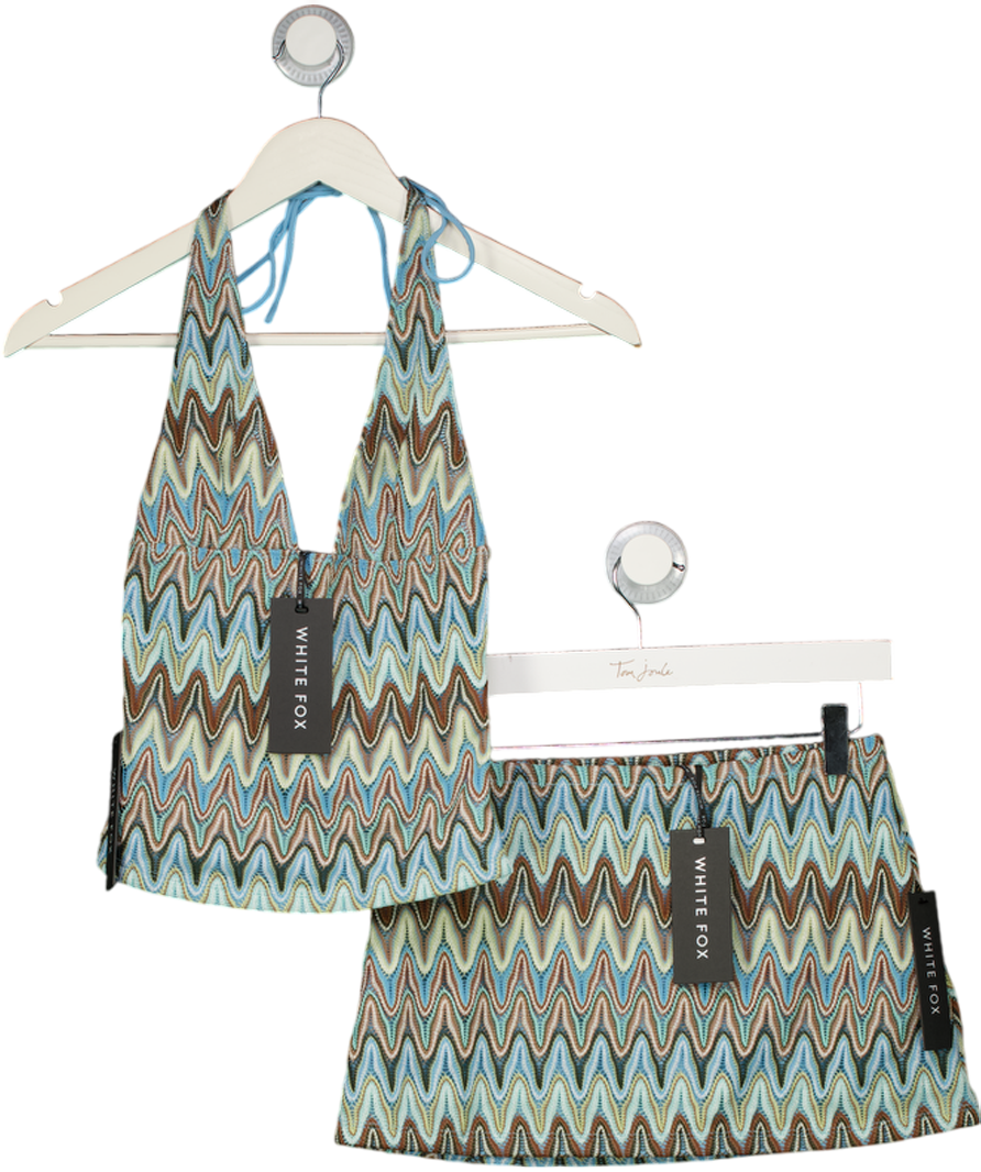 WHITE FOX Blue 2-piece Rebel Hour Top And Mini Skirt Set UK XS