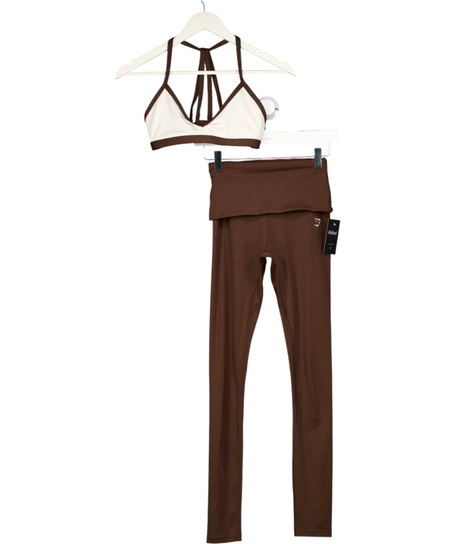 gymshark Chocolate Brown Set UK XS