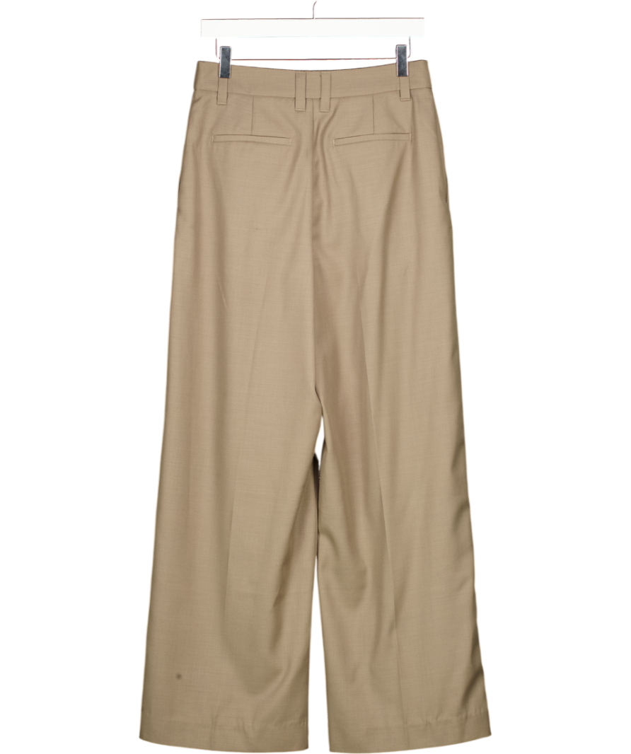 HENNE Taupe Beige Relaxed Wide Leg Portia Trousers UK 6