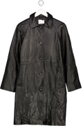 H&M Premium Selection Black Knee-length Coat In Soft Leather UK S