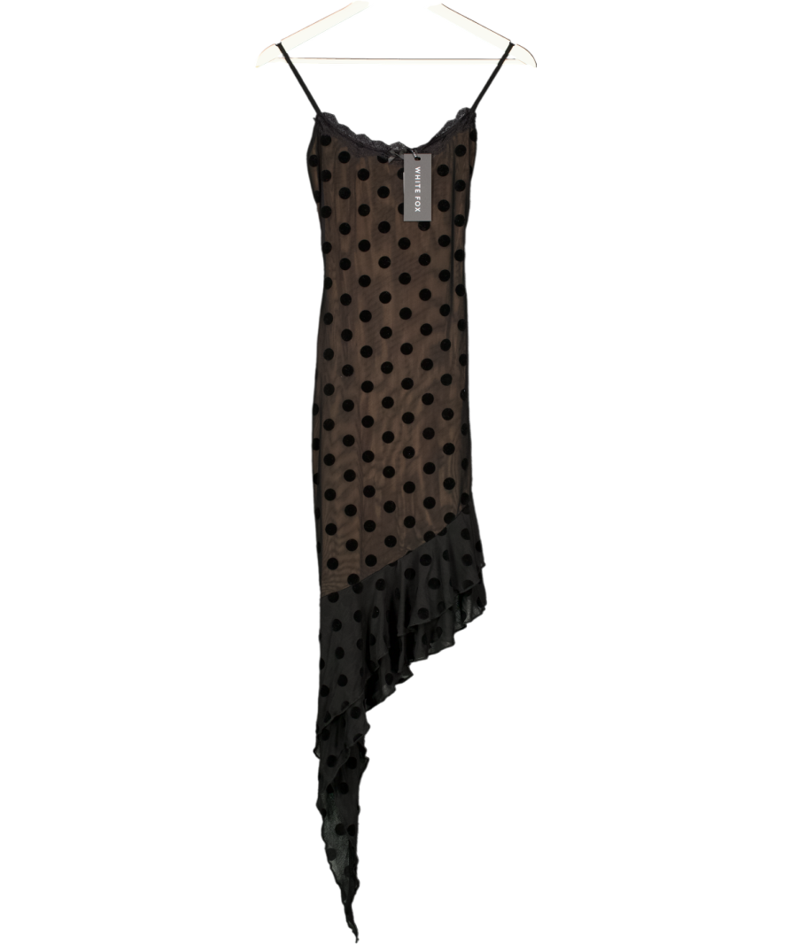 White Fox Ritz And Romance Midi Dress Black Polka Dot UK S