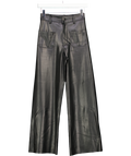 ZARA Black Cropped Stright Leg Patch Pocket Faux Leather Trousers UK 4