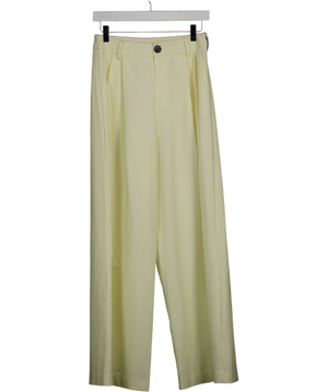 ANCOSTI Cream Jacquard Stripe Pleated Wide Leg Trousers UK M