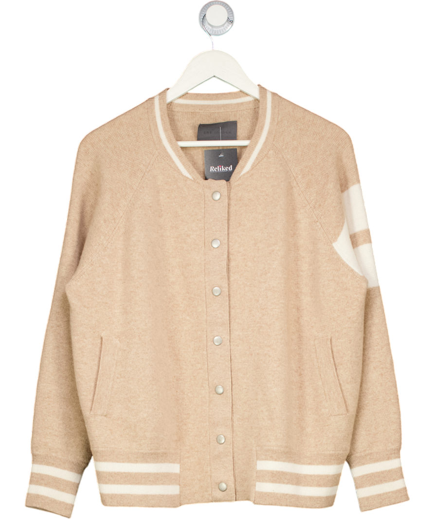 Zoe Jordan Beige Cashmere Wool Edison Bomber Jacket UK S