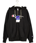 Champion Black Reverse Weave Full Zip Hoodie Sweatshirt UK L
