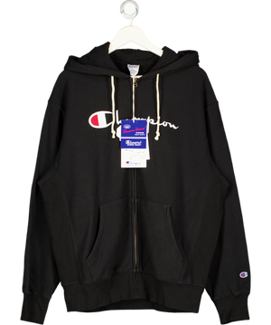 Champion Black Reverse Weave Full Zip Hoodie Sweatshirt UK L