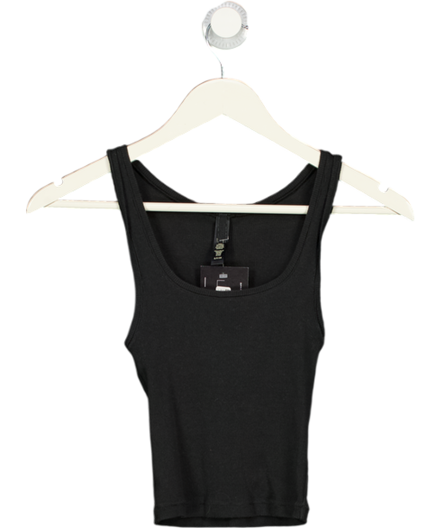 SKIMS Black Ribbed Scoop-neck Cotton-jersey Tank Top UK S