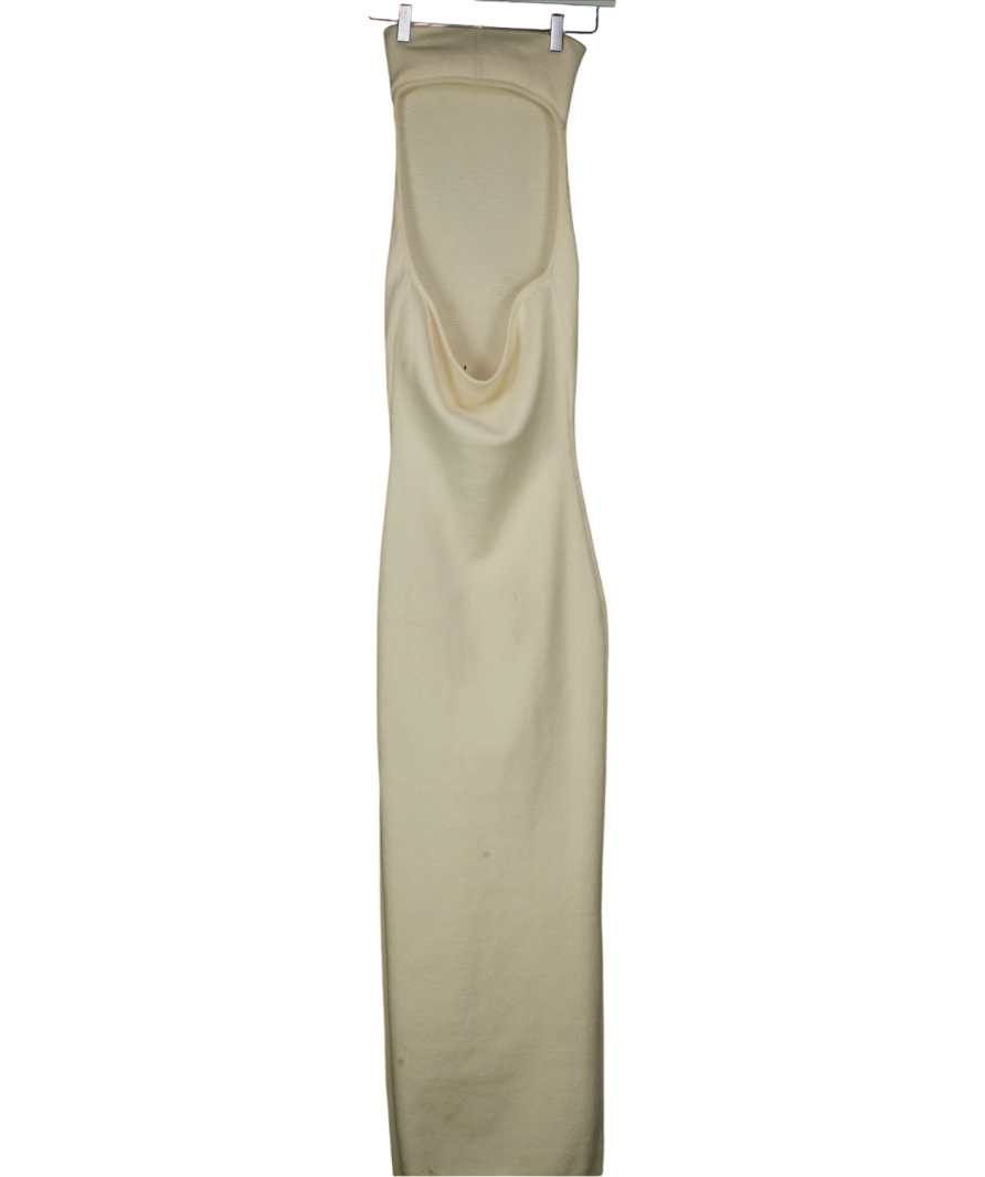 NA-KD Cream Knitted Cut Out Bandeau Midi Dress UK XS