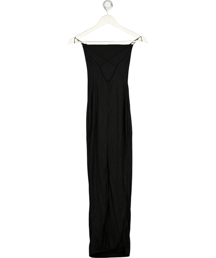 OH POLLY Black Strappy Double Layer Jersey Maxi Dress UK 6