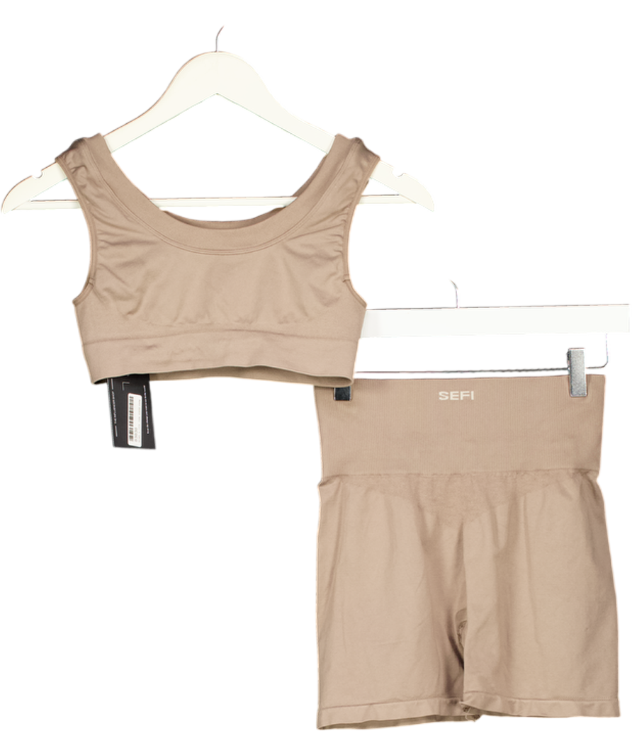 SEFI 2-piece Beige Activewear Shorts And Bra Top UK S