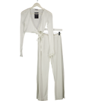 Oh Polly White 2-piece Pointelle Lou Top And Libby Straight Leg Pyjama Trousers UK S