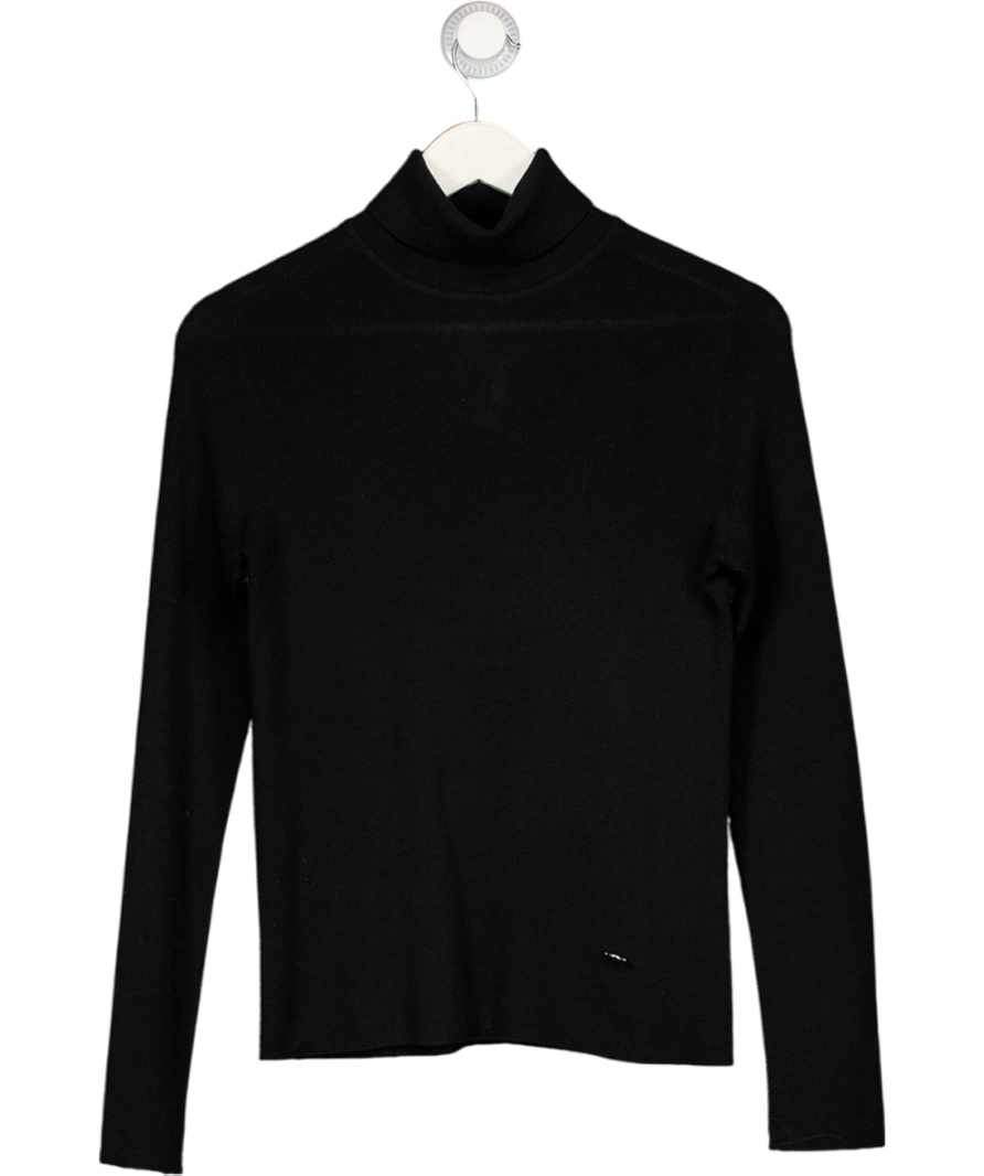 LILYSILK Black Seamless Silk-cashmere Blend Turtleneck Sweater UK M