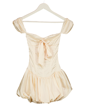 OUTCAST Cream Remi Bubble Hem Mini Dress Ivory UK XS