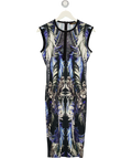 ROBERTO CAVALLI Blue / Multi Lace Insert Shift Midi Dress It44 UK 12
