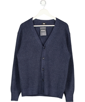 UNIQLO Blue Cotton Blend Knit V Neck Cardigan UK L