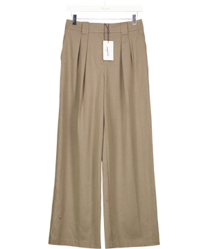 REISS Nude Petite Wide-leg Pleated Trousers In Neutral UK 6