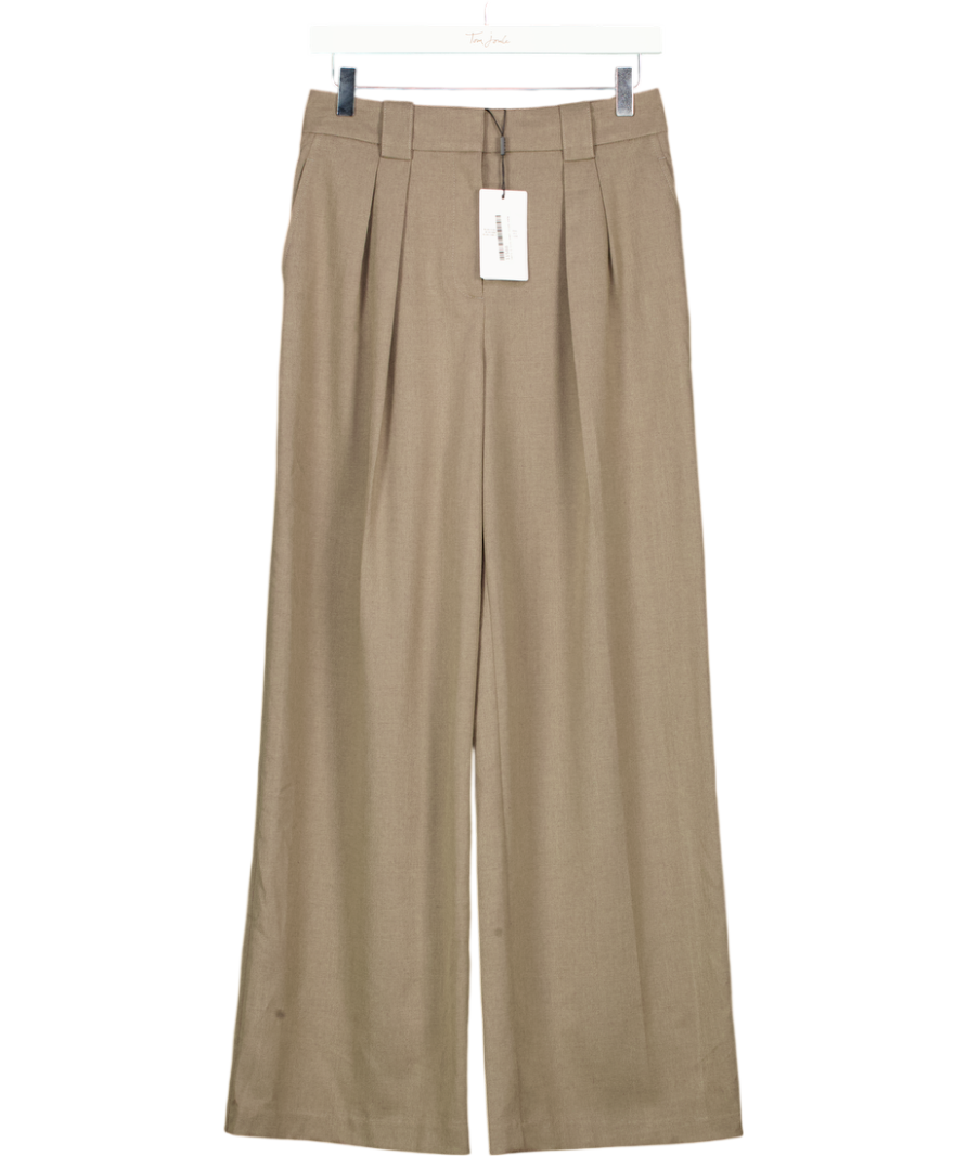 REISS Nude Petite Wide-leg Pleated Trousers In Neutral UK 6