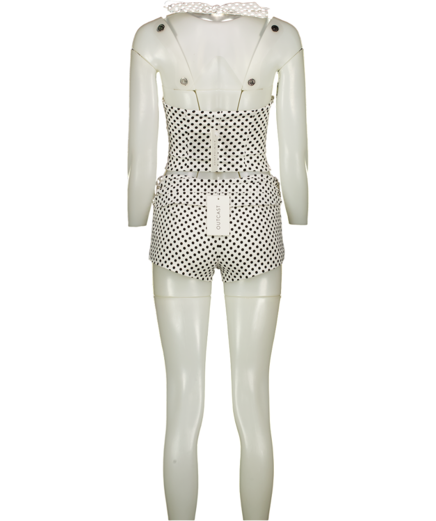 OUTCAST 2 Piece White Polka Dot Piai Corset Top And Shorts Set UK XS