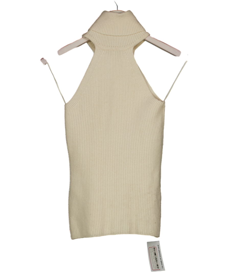 REISS Cream Cashmere Blend Sleeveless Roll Neck Top UK XS