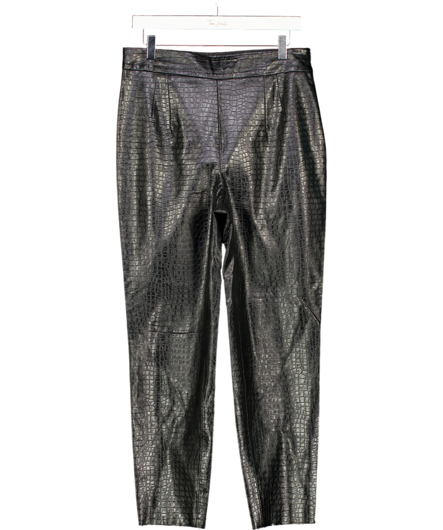 ZARA Black Faux Croc Straight Leg Trousers UK L