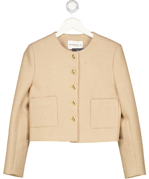 MARCELA LONDON Beige Tweed Jacket With Gold Buttons One Size