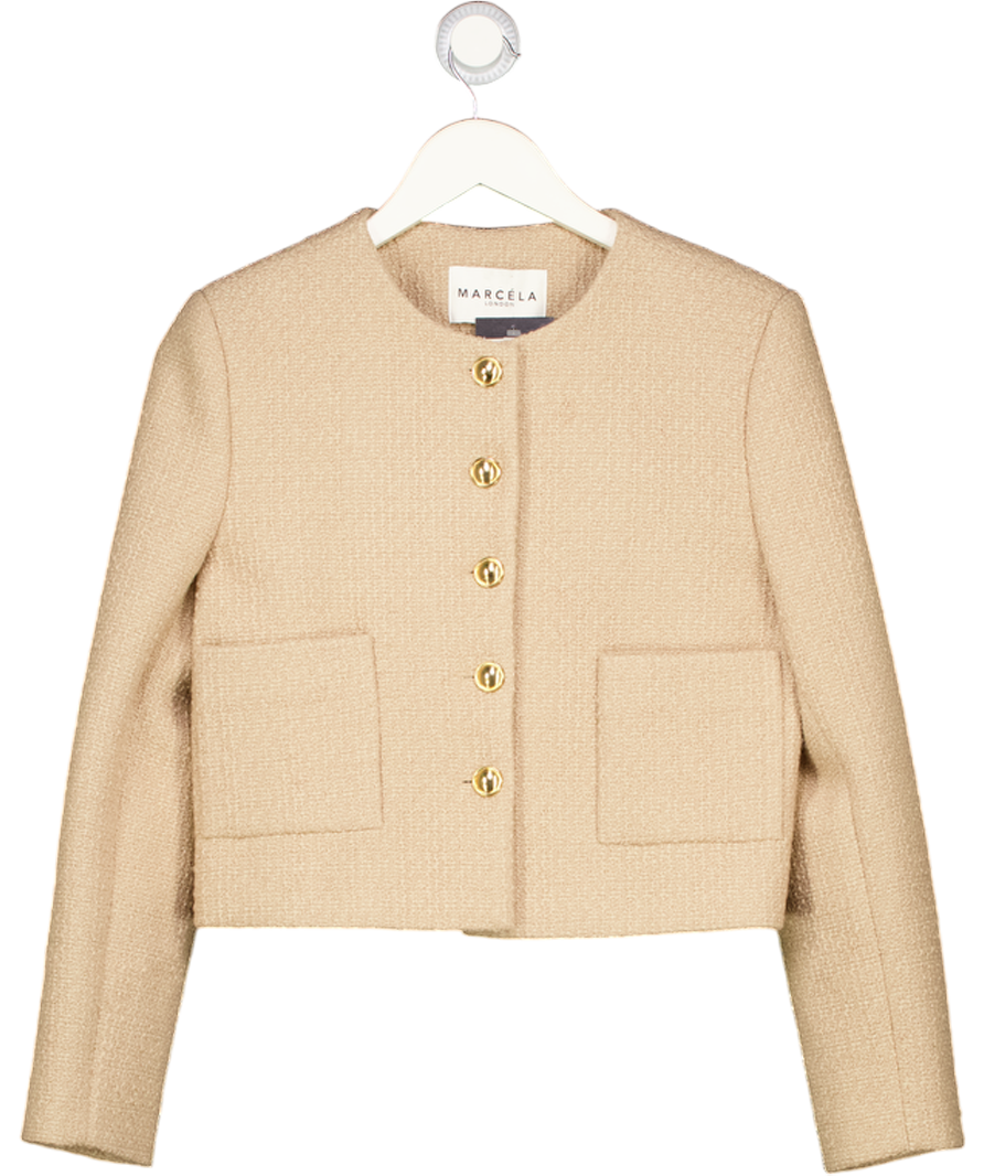 MARCELA LONDON Beige Tweed Jacket With Gold Buttons One Size