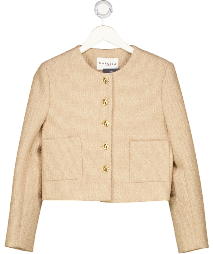 MARCELA LONDON Beige Tweed Jacket With Gold Buttons One Size