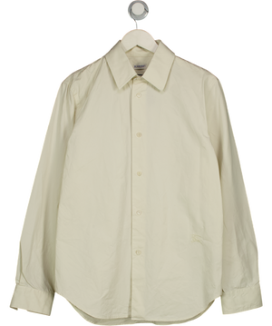 BURBERRY Off- White Knight Embroidered Logo Cotton Shirt UK S